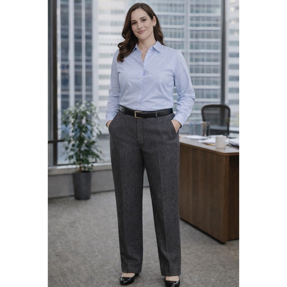 Crazy Horse By Liz Claiborne Black/Gray Twill Lined Dress Pants Sz 16